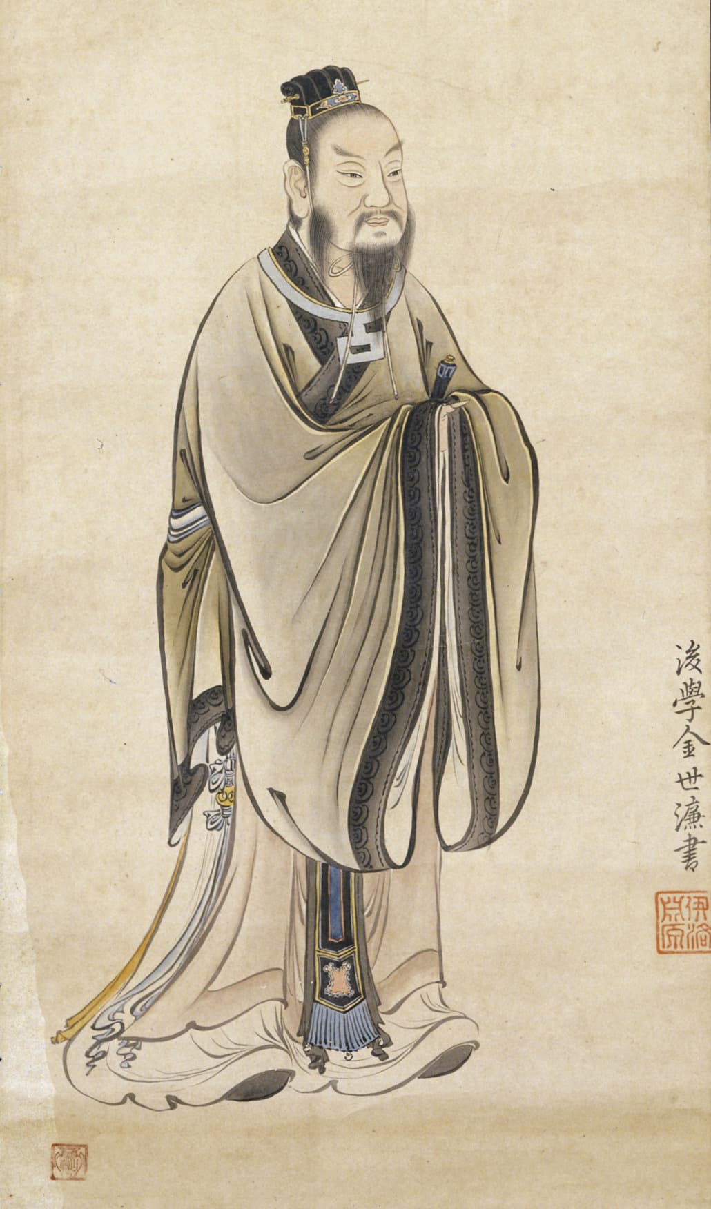 狩野山雪绘孟子像